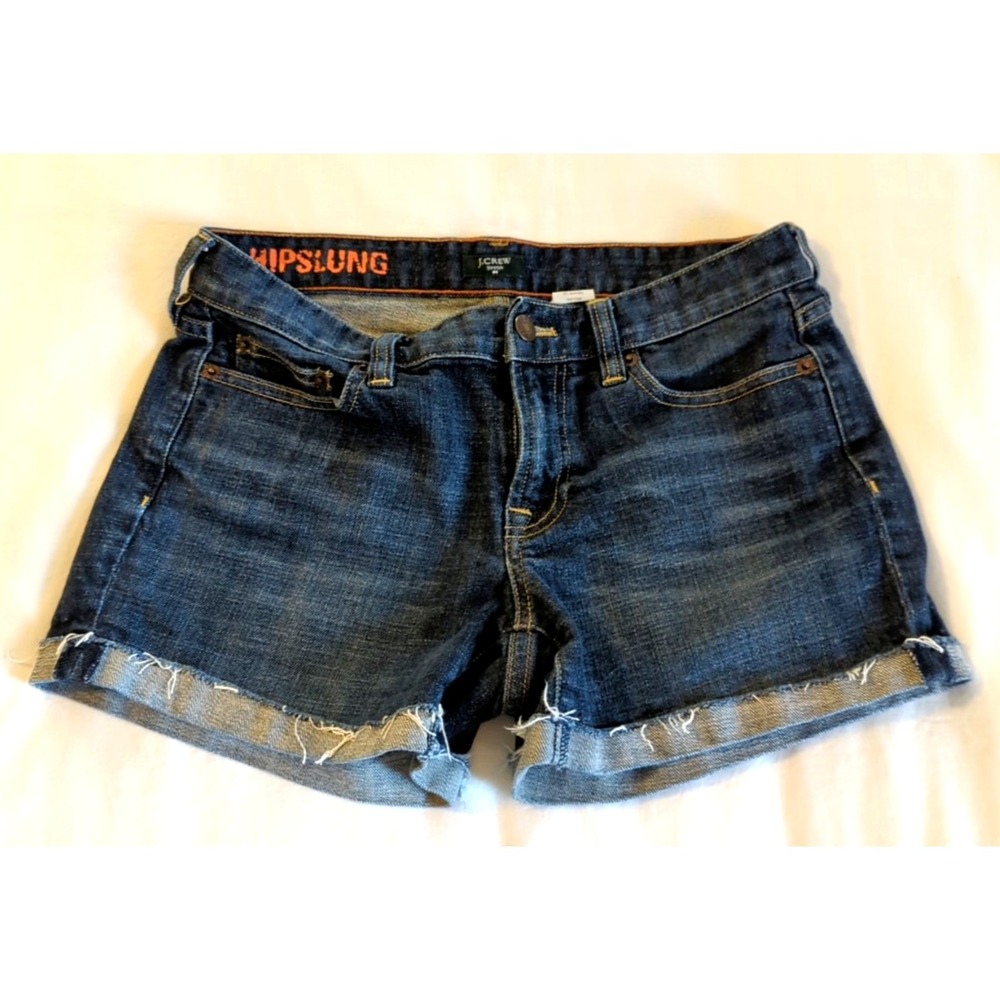 Vintage J Crew Denim Stretch Shorts SZ 2 Hipslung Distressed Cuffed Grunge Y2K